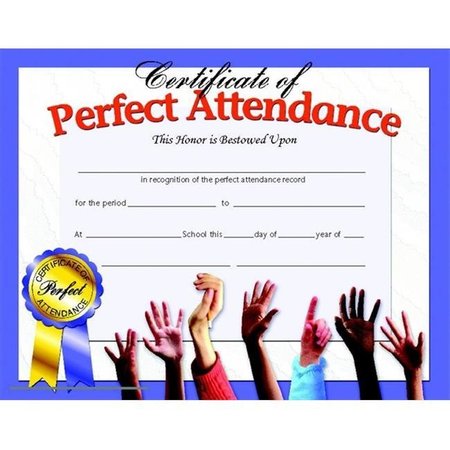 HAYES Hayes 078286 Perfect Attendance Certificate; 8.5 x 11 In. - Pack 30 78286